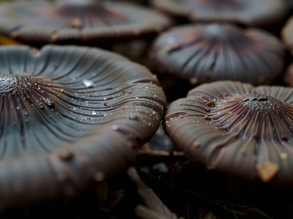 Grzyby w ciemnych, ziemistych barwach