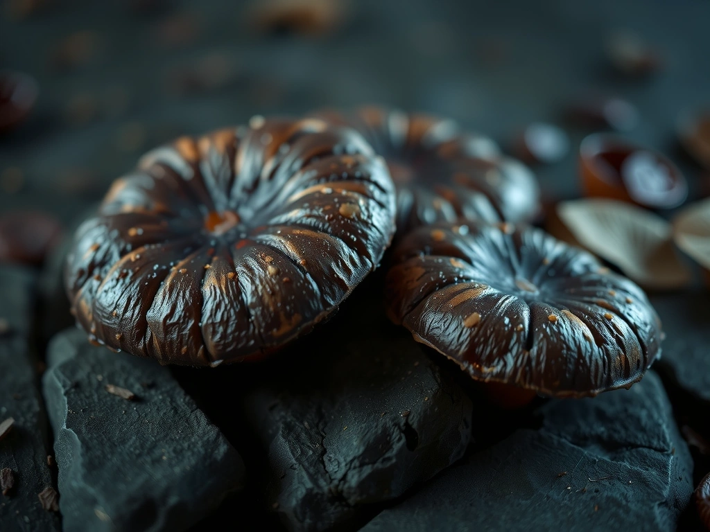 Makrozdjęcie grzybów o ziemistej teksturze