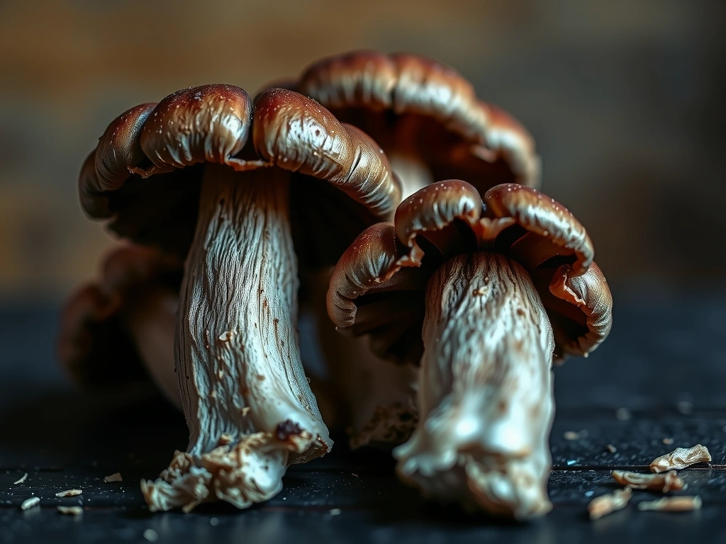 Tekstura grzybów leśnych w ciemnej tonacji